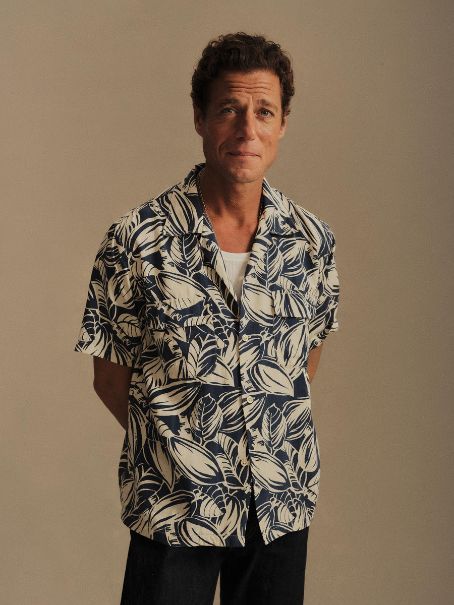 Draped Linen Deuce Coupe Camp Shirt