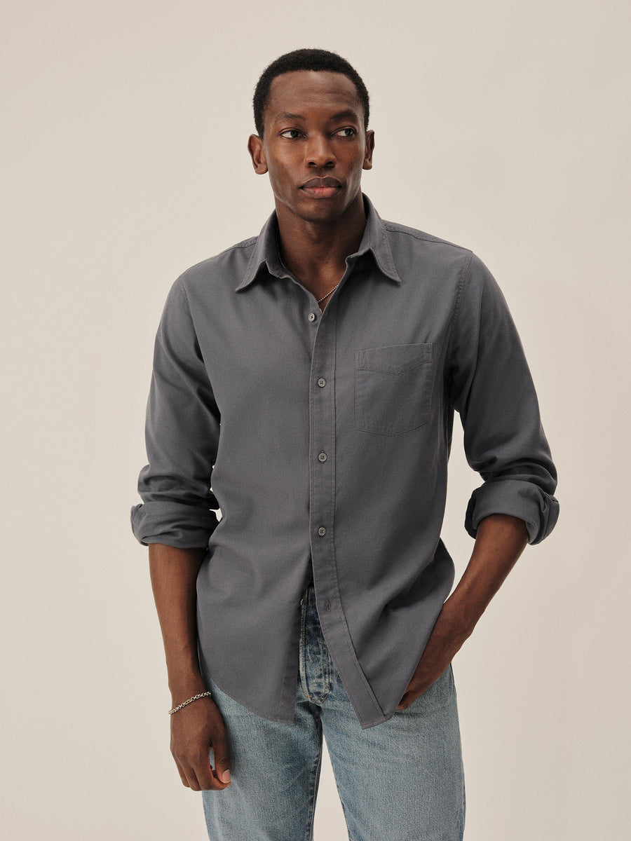 Draped Twill One Pocket Shirt