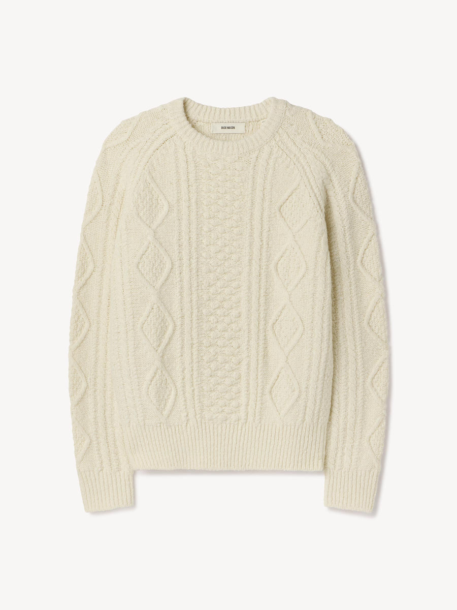 Seastack Wool Tweed Cable Crew