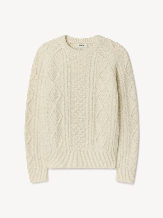 Seastack Wool Tweed Cable Crew