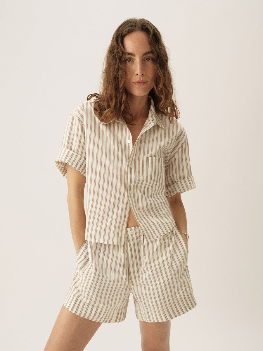 Mainstay Cotton Cut-Off Short Sleeve Button Down