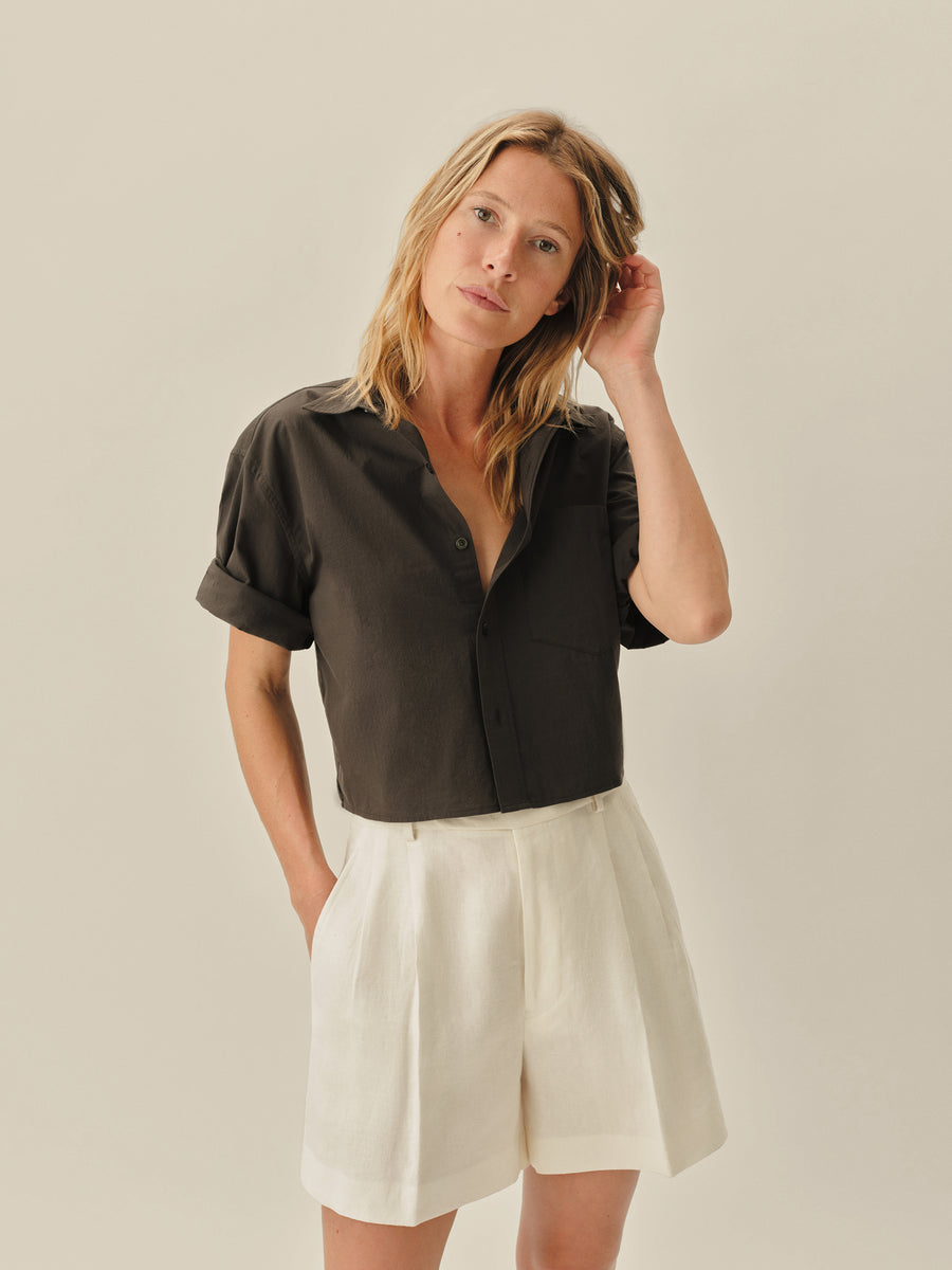 Mainstay Cotton Cut-Off Short Sleeve Button Down