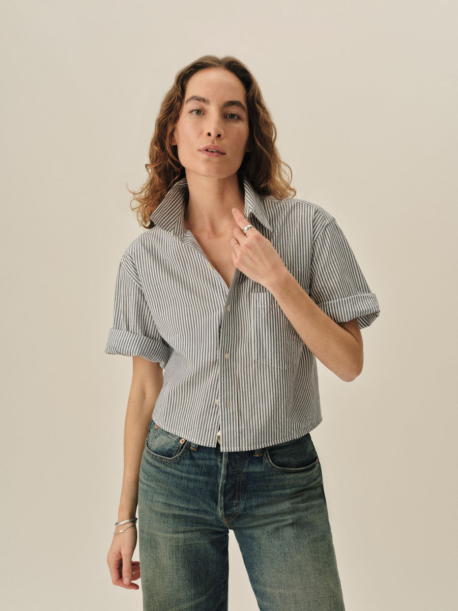Mainstay Cotton Cut-Off Short Sleeve Button Down