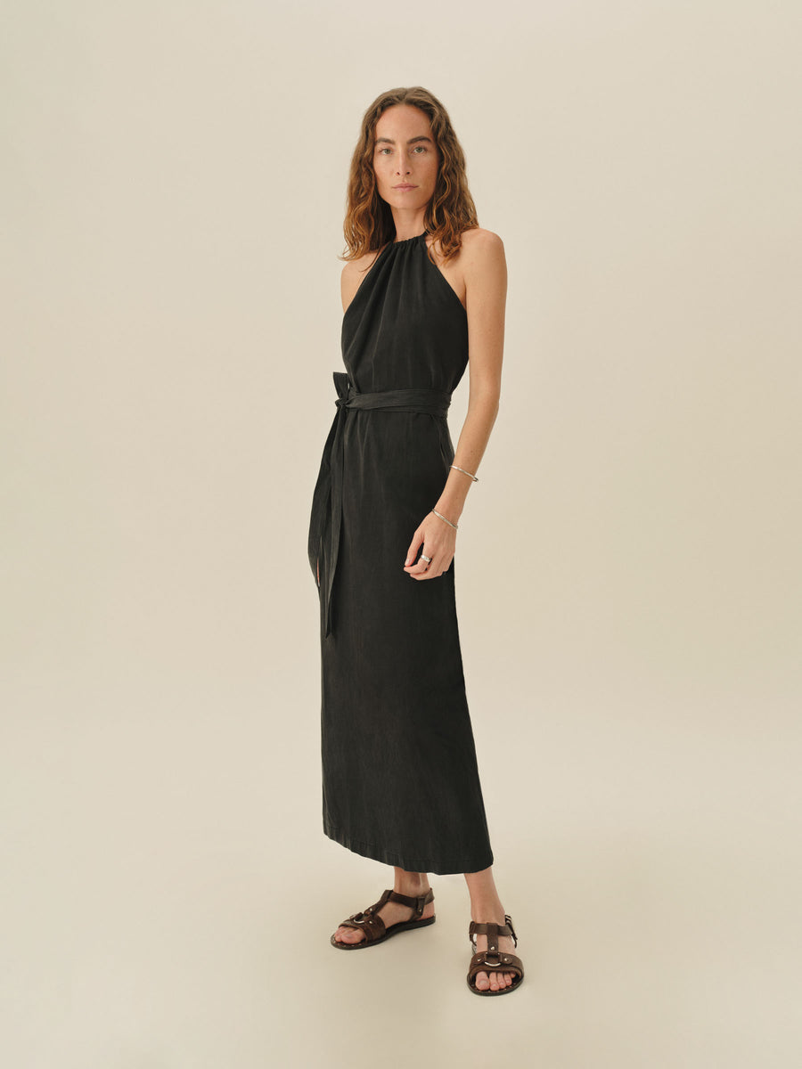 Sunset Silk Linen Wrap Dress