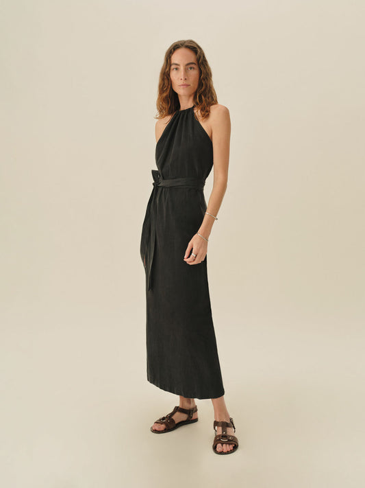 Sunset Silk Linen Wrap Dress