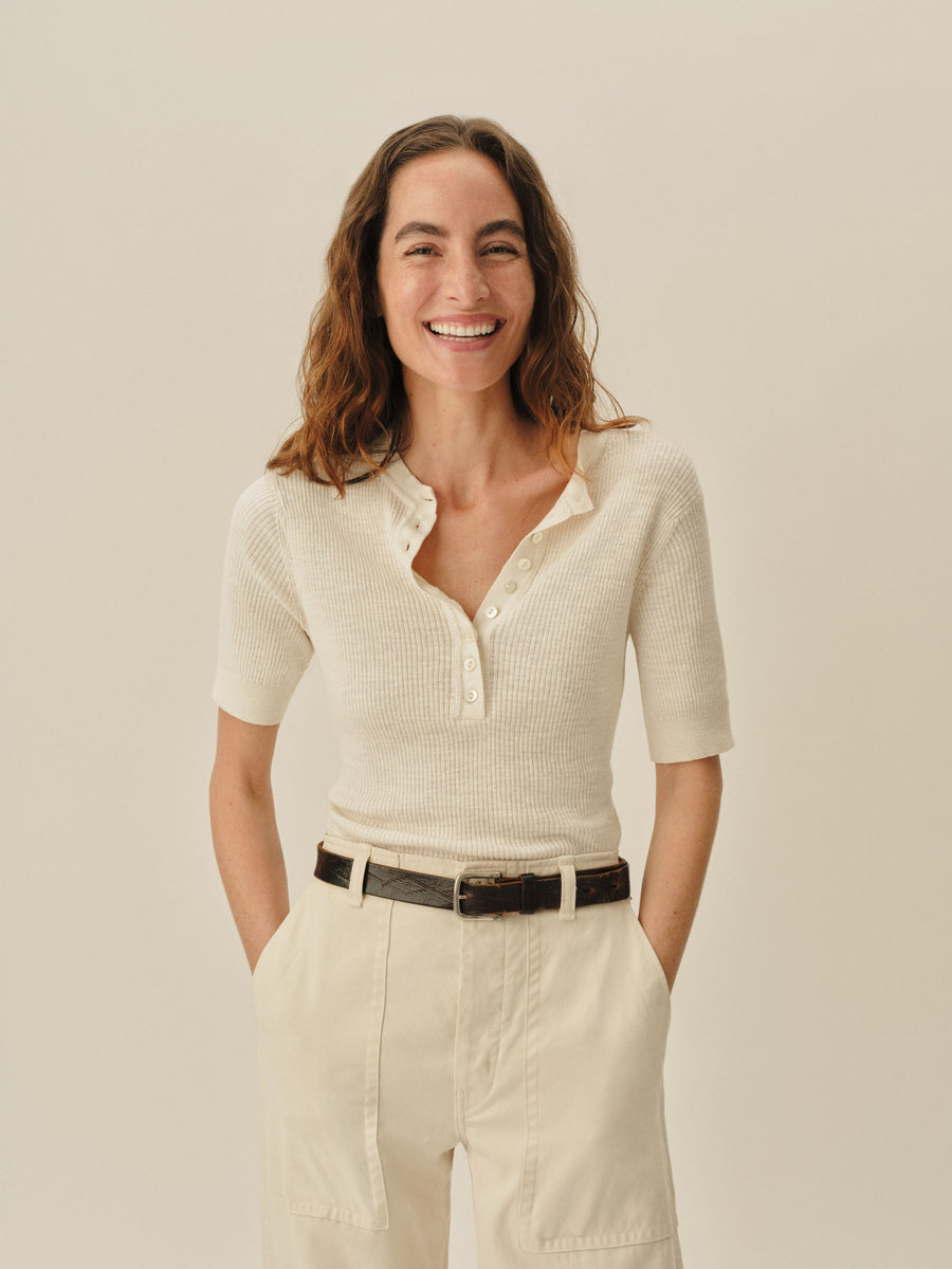 Coastal Linen Rib S/S Henley