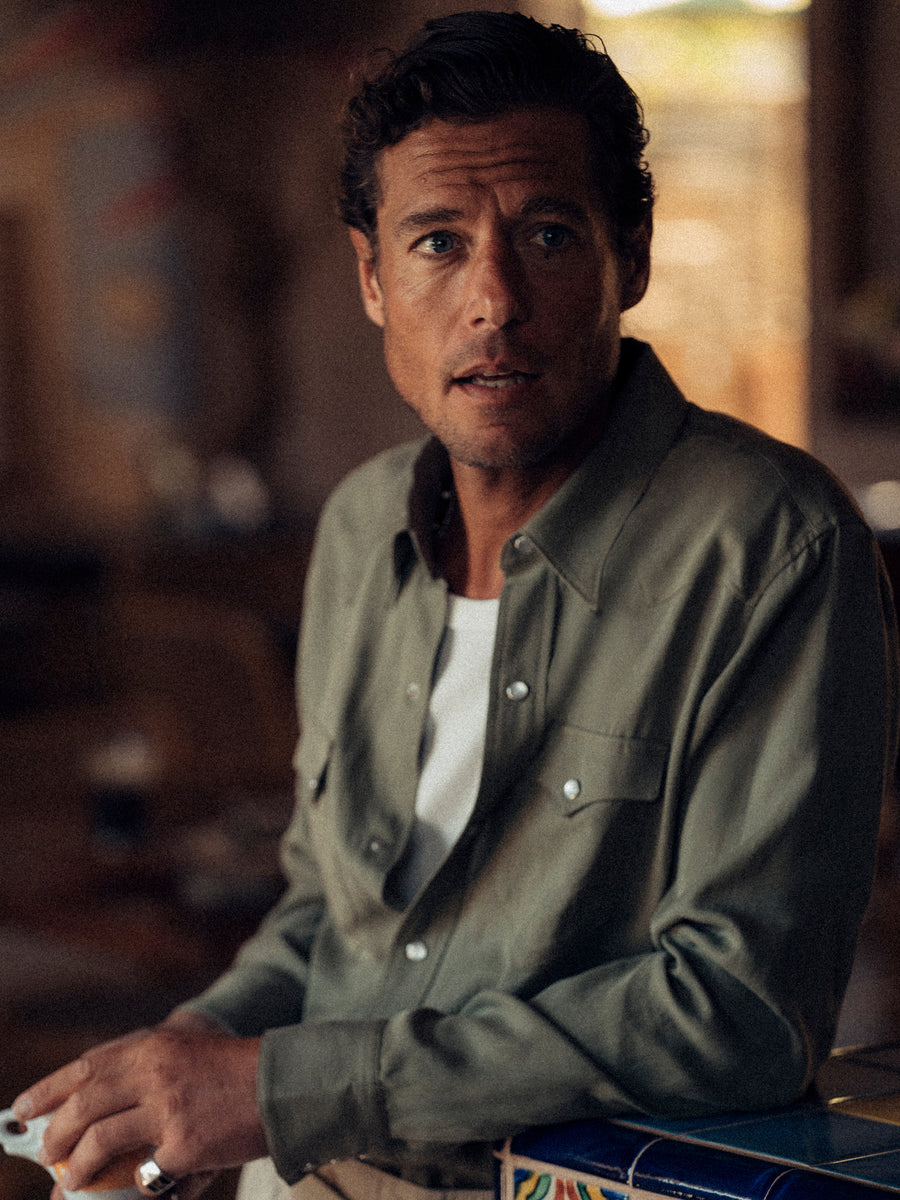 Draped Linen Rancher Shirt