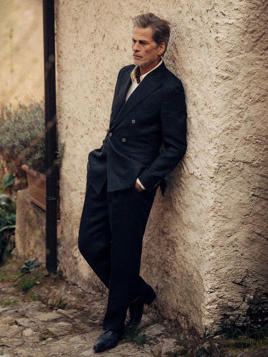 Linen Herringbone Hollywood Double Breasted Jacket