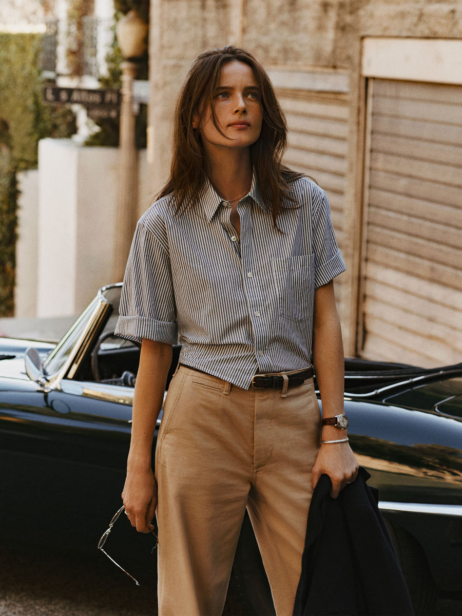 Mainstay Cotton Cut-Off Short Sleeve Button Down